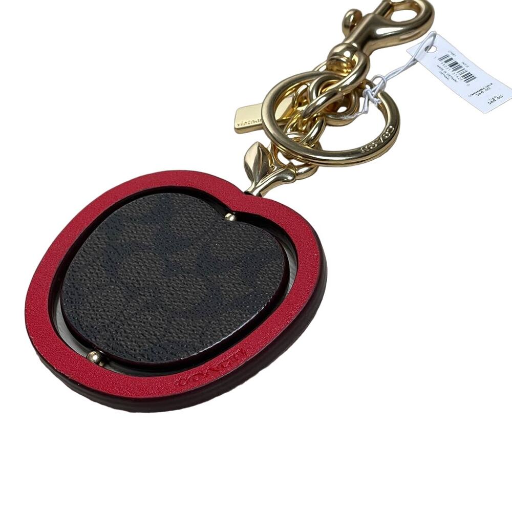 Coach Spinning Apple Bag Charm in Signature Canvas Keychain - Picture 7 of 8